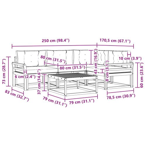 Комплект дивани за открито 5 pcs Натурален и Крема