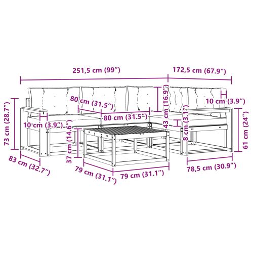 Комплект дивани за открито 5 pcs Натурален и Крема