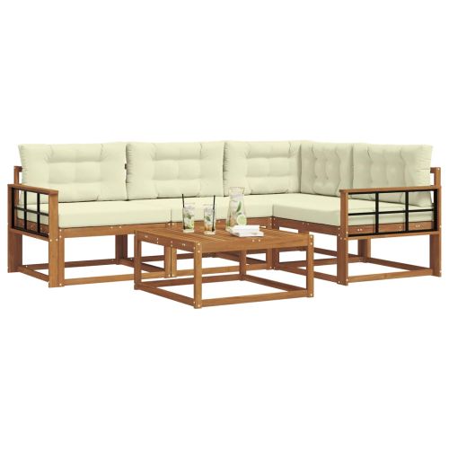 Комплект дивани за открито 5 pcs Натурален и Крема