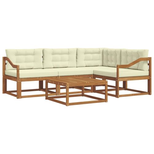 Комплект дивани за открито 5 pcs Натурален и Крема