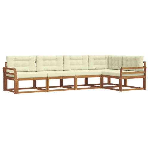 Комплект дивани за открито 5 pcs Натурален и Крема