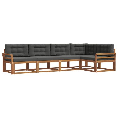 Комплект дивани за открито 5 pcs Натурален и Антрацит