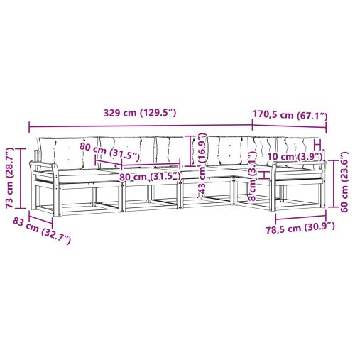 Комплект дивани за открито 5 pcs Натурален и Антрацит