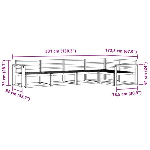 Комплект дивани за открито 5 pcs Натурално