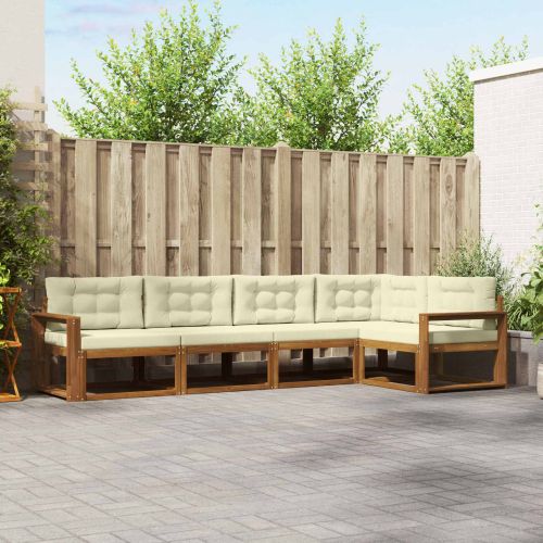 Комплект дивани за открито 5 pcs Натурален и Крема