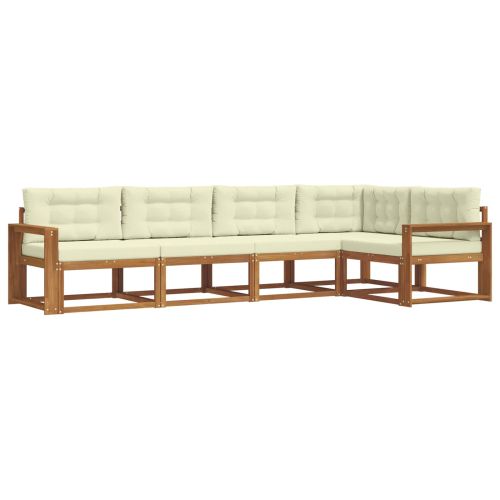 Комплект дивани за открито 5 pcs Натурален и Крема