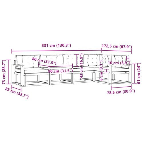 Комплект дивани за открито 5 pcs Натурален и Крема