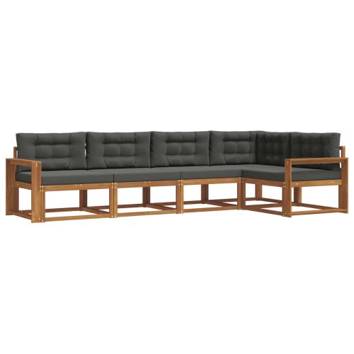 Комплект дивани за открито 5 pcs Натурален и Антрацит