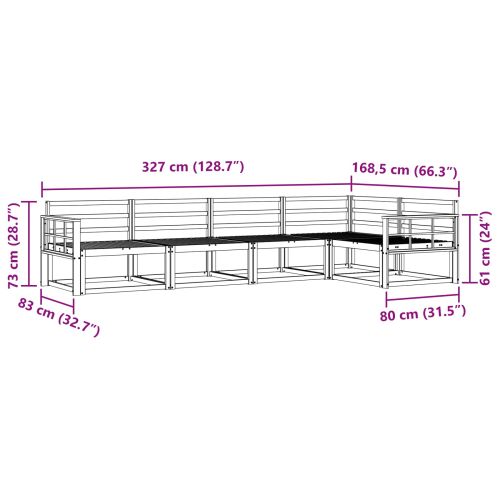Комплект дивани за открито 5 pcs Натурално
