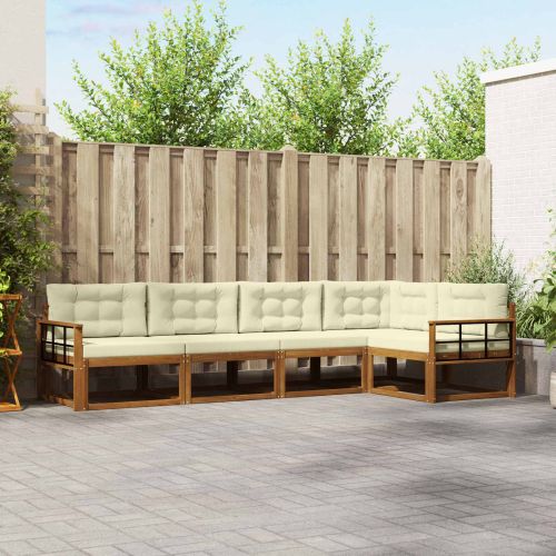 Комплект дивани за открито 5 pcs Натурален и Крема