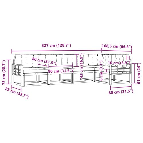 Комплект дивани за открито 5 pcs Натурален и Крема