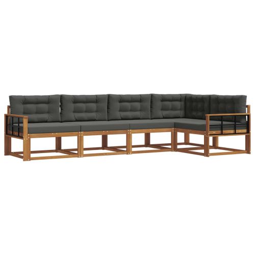 Комплект дивани за открито 5 pcs Натурален и Антрацит