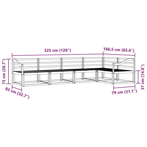 Комплект дивани за открито 5 pcs Натурално