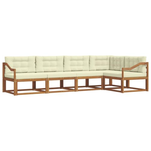 Комплект дивани за открито 5 pcs Натурален и Крема
