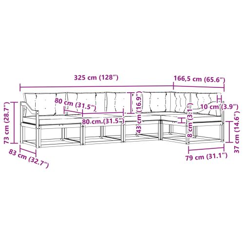 Комплект дивани за открито 5 pcs Натурален и Крема