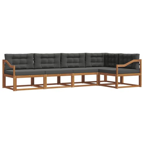 Комплект дивани за открито 5 pcs Натурален и Антрацит