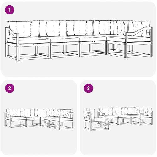 Комплект дивани за открито 5 pcs Натурален и Антрацит
