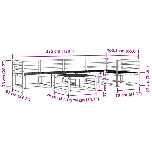 Комплект дивани за открито 6 pcs Натурално