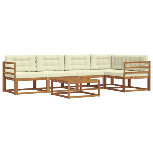 Комплект дивани за открито 6 pcs Натурален и Крема