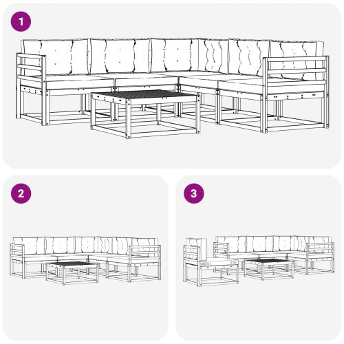 Комплект дивани за открито 6 pcs Натурален и Антрацит