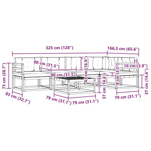 Комплект дивани за открито 6 pcs Натурален и Антрацит
