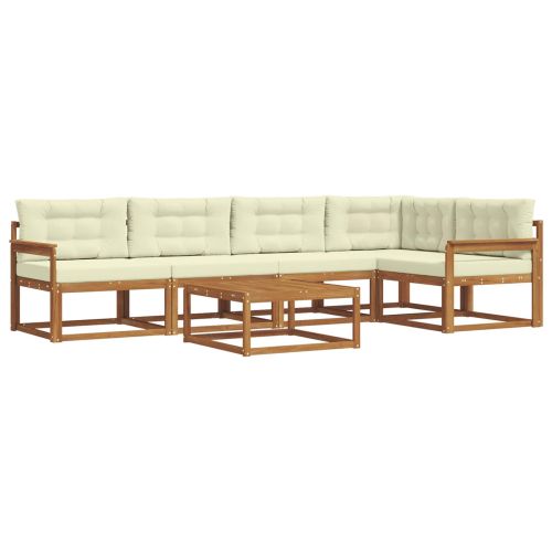 Комплект дивани за открито 6 pcs Натурален и Крема