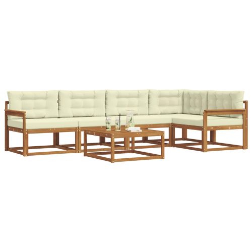 Комплект дивани за открито 6 pcs Натурален и Крема
