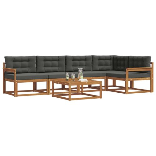 Комплект дивани за открито 6 pcs Натурален и Антрацит