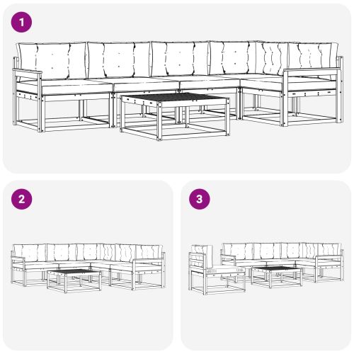Комплект дивани за открито 6 pcs Натурален и Антрацит