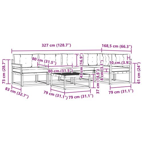 Комплект дивани за открито 6 pcs Натурален и Антрацит