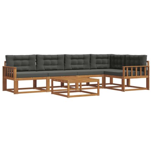 Комплект дивани за открито 6 pcs Натурален и Антрацит