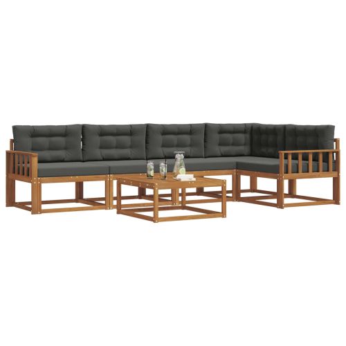 Комплект дивани за открито 6 pcs Натурален и Антрацит