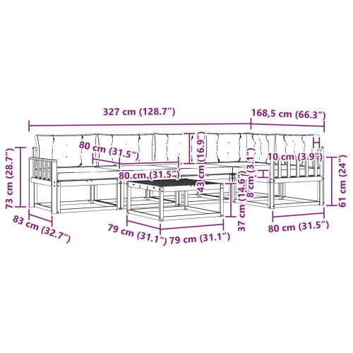Комплект дивани за открито 6 pcs Натурален и Антрацит