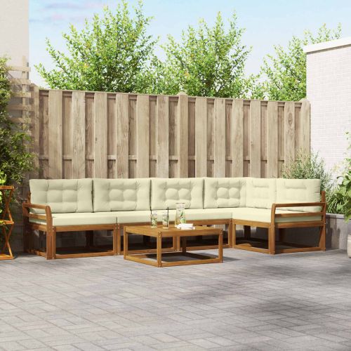 Комплект дивани за открито 6 pcs Натурален и Крема