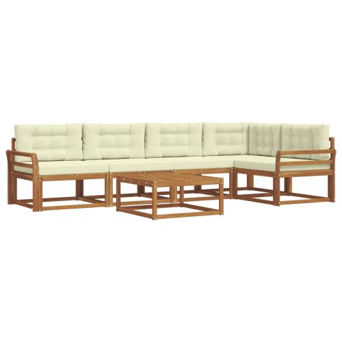 Комплект дивани за открито 6 pcs Натурален и Крема