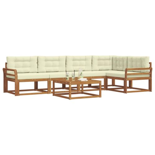 Комплект дивани за открито 6 pcs Натурален и Крема
