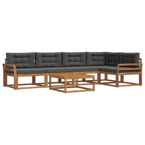 Комплект дивани за открито 6 pcs Натурален и Антрацит