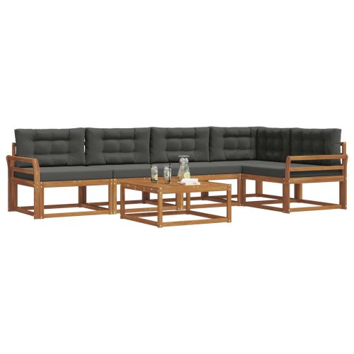 Комплект дивани за открито 6 pcs Натурален и Антрацит