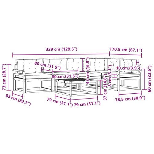 Комплект дивани за открито 6 pcs Натурален и Антрацит