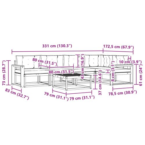 Комплект дивани за открито 6 pcs Натурален и Крема