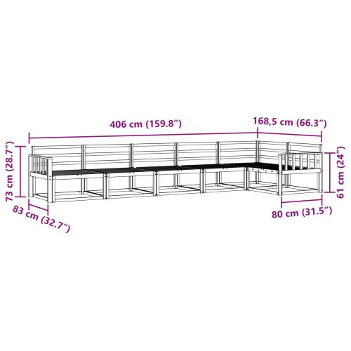 Комплект дивани за открито 6 pcs Натурално
