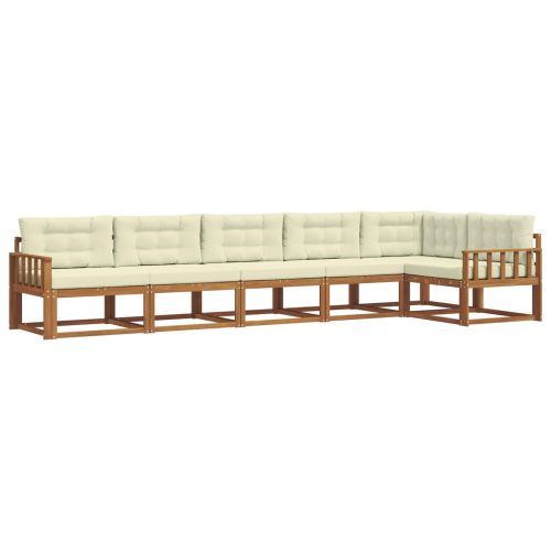 Комплект дивани за открито 6 pcs Натурален и Крема