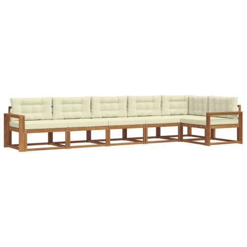 Комплект дивани за открито 6 pcs Натурален и Крема