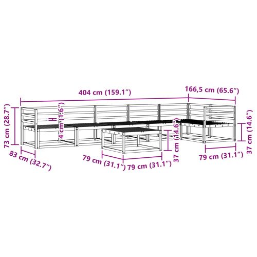 Комплект дивани за открито 7 pcs Естествен
