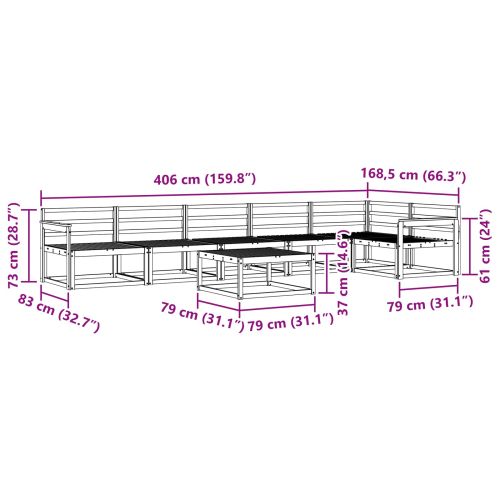 Комплект дивани за открито 7 pcs Естествен