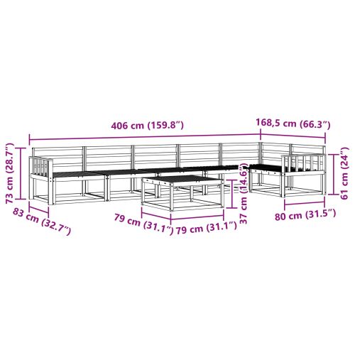 Комплект дивани за открито 7 pcs Естествен