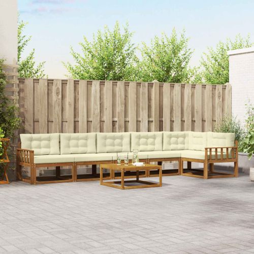 Комплект дивани за открито 7 pcs Натурален и Крема