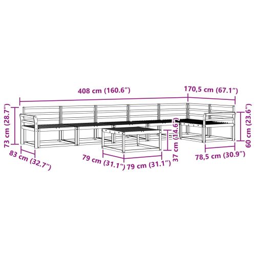 Комплект дивани за открито 7 pcs Естествен