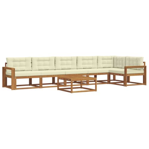 Комплект дивани за открито 7 pcs Натурален и Крема