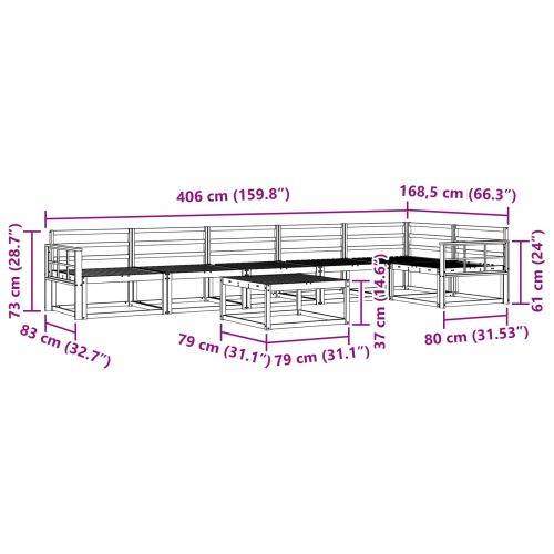 Комплект дивани за открито 7 pcs Естествен